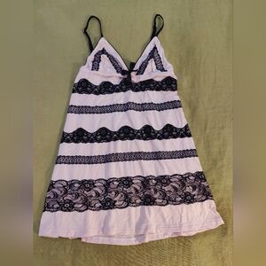 Victoria's Secret Black and Light Pink Chemise with Lace Trim